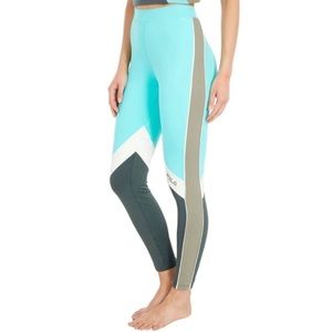 FILA Sonya Leggings Colorblock Turquoise Blue Olive Green Size Small